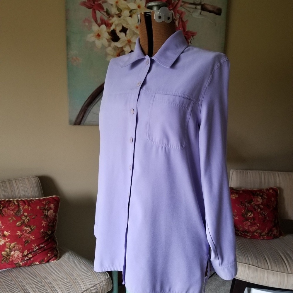Faux Suede Lavender Button Up